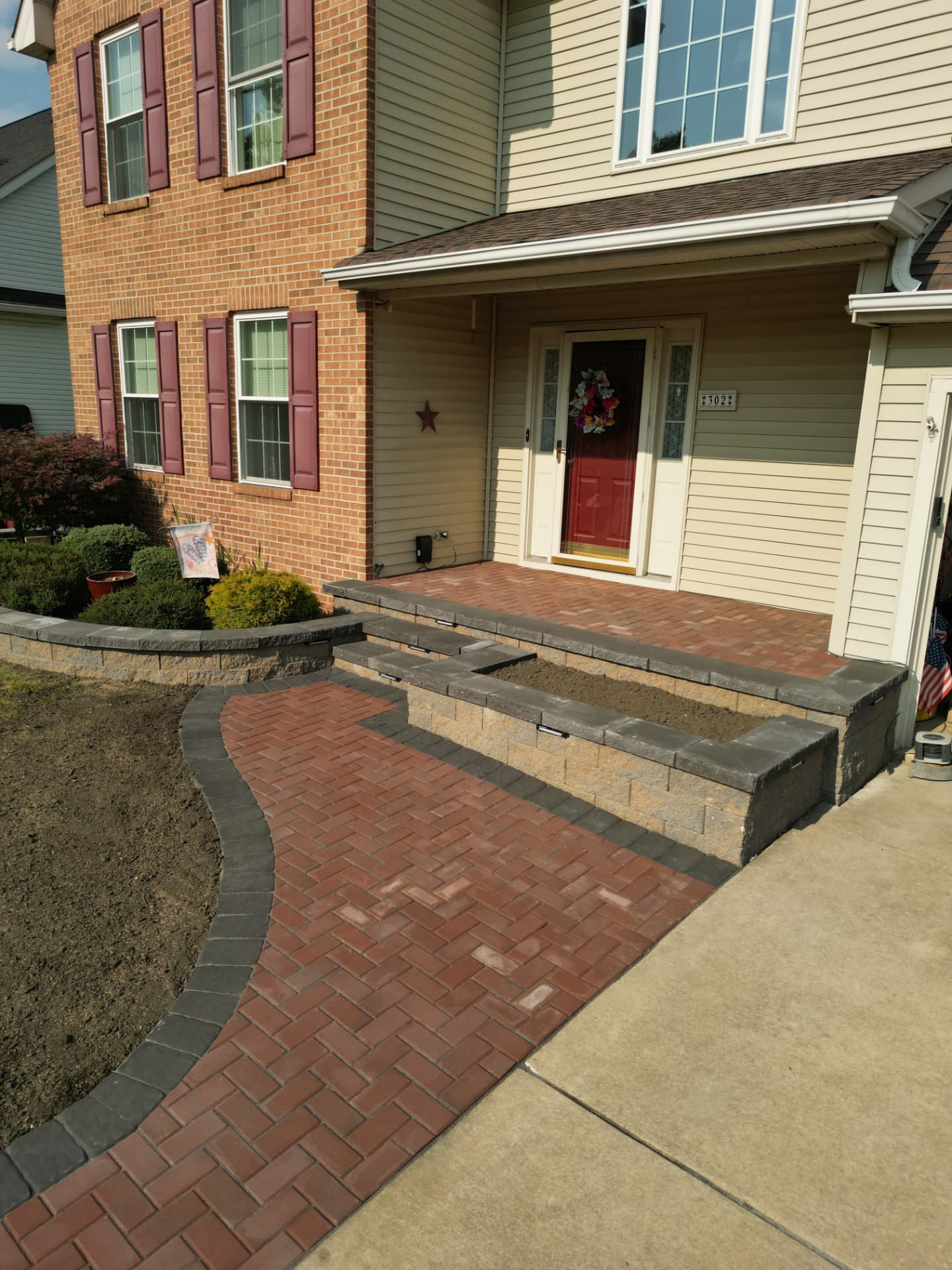 Brick Walkway, Steps & Raised Planter Wall — Gloucester County, NJ