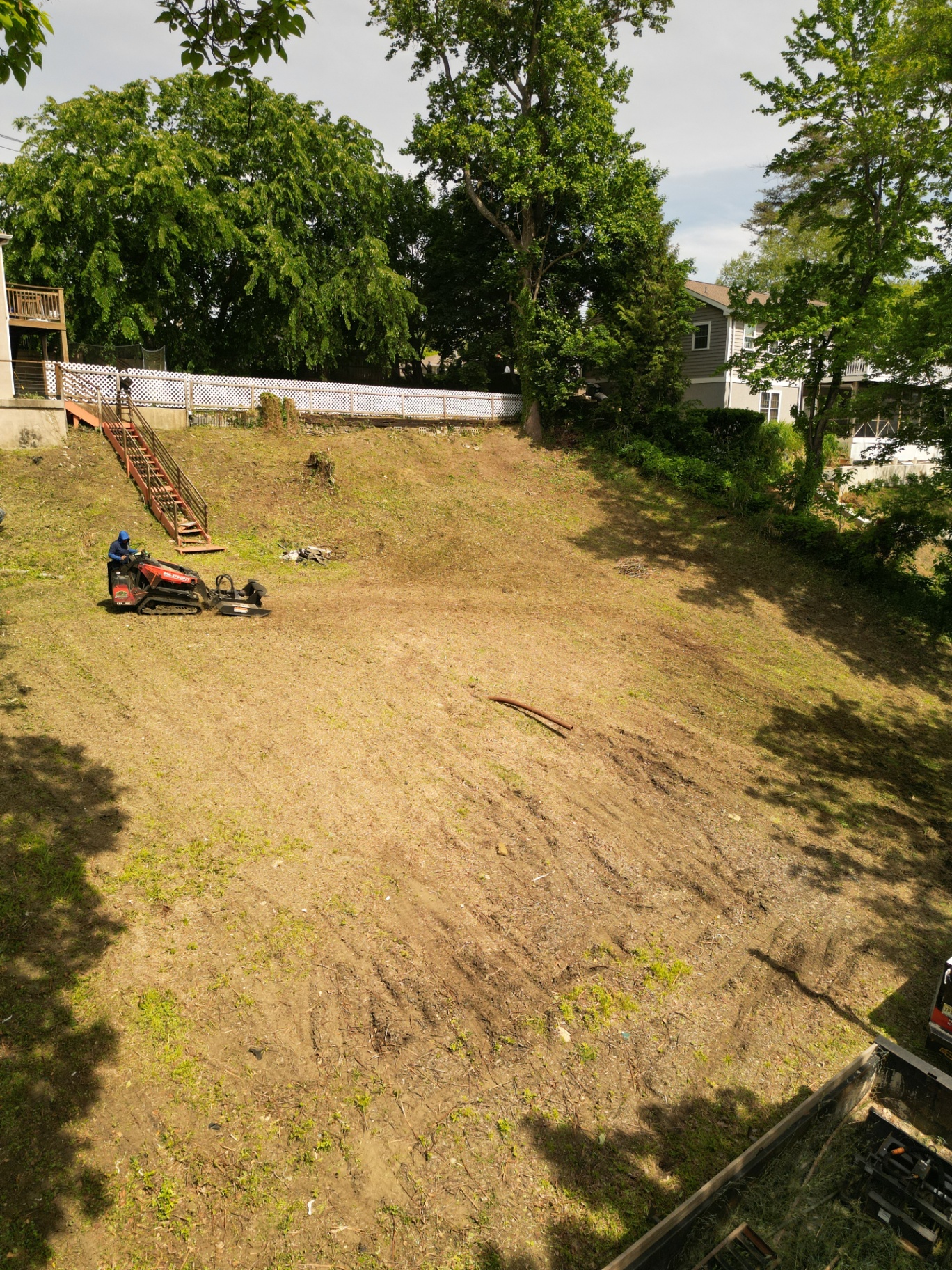 Cleared and graded backyard after brush clearing in Haddonfield New Jersey