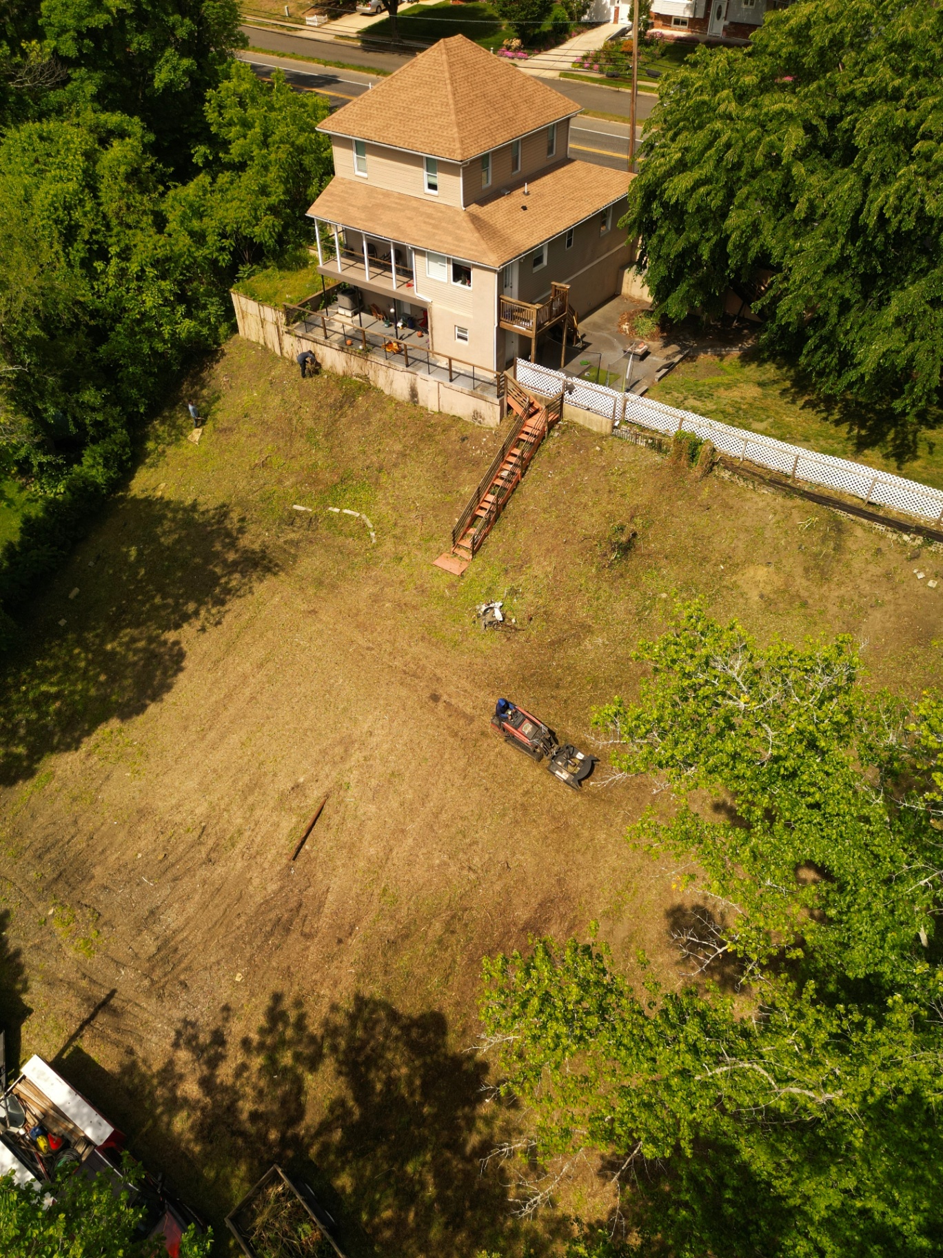 Aerial view of finished brush clearing in Haddonfield New Jersey