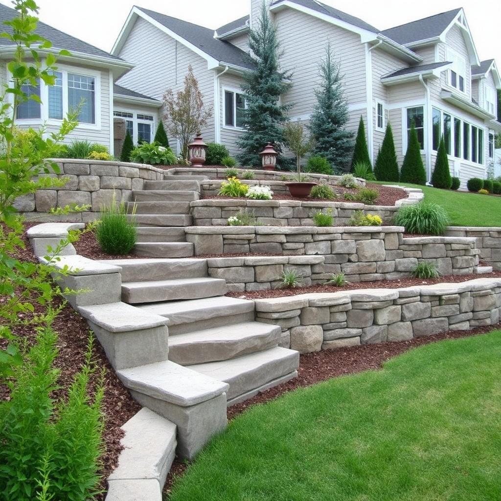 Stone retaining wall contractor NJ project