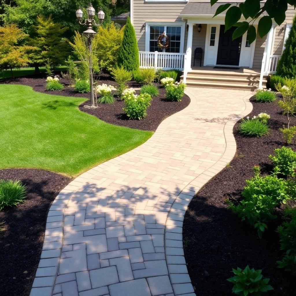 Paver driveway with Belgian block border NJ
